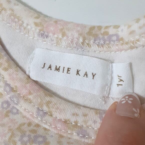 Jamie Kay Organic Cotton Ruffle Bodysuit 2pc Set Baby Girl 12mo Floral Cream - Picture 5 of 8